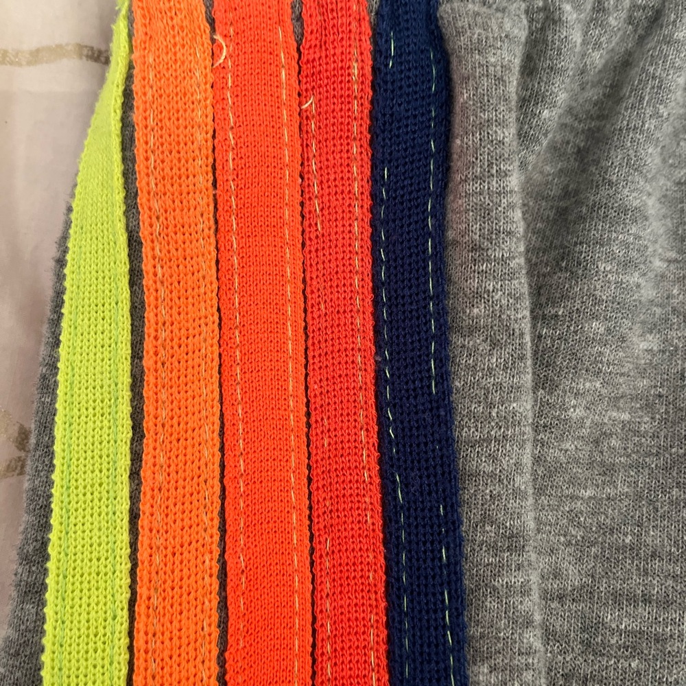Aviator Nation 5 stripe neon rainbow blue Heather grey sweatpants.